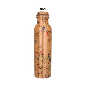Botella de cobre antigua con estampado de flores en relieve, cobre puro 100%, bebida directa para estudiantes, Apto para lavavajillas ecológico para la salud - Product Image 1