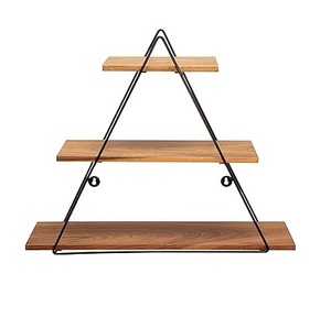 Estante de pared de hierro y madera de diseño de tendencia superior Planta de libros de metal o estante de almacenamiento de decoración del hogar a bajo precio. - Product Image 5