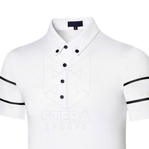 เสื้อยืดโปโลผู้ชายผ้าฝ้าย100% ลายสีตัดกัน - Product Image 5