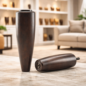 Pieds de meubles en bois massif robustes et coniques pour canapé et lit, finition foncée, usage chambre à coucher, fabricant OEM sur mesure - Product Image 1