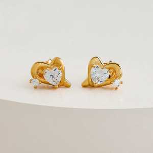 92.5 <b>Silver</b> <b>Stud</b> <b>Earrings</b> Heart Shaped 191575 for Gift - Product Image 2
