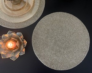 <b>Beaded</b> <b>Placemat</b> Handmade Round Charger for Luxury Dining & Holiday Decor Unique Piece Handmade <b>Beaded</b>, <b>Placemat</b>, Housewarming - Product Image 1