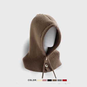 Écharpe chaude d'hiver unisexe à la mode personnalisée Pull-over Bonnet tricoté Boutonné Cagoule - Product Image 4
