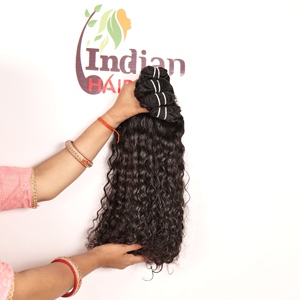 Prix de gros direct usine 100% Cheveux humains indiens en paquet Ondulation profonde Ondulation aquatique Non traités Remy Double trame cousue à la machine Doux et naturel - Product Image 3