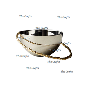 Tazón para Chocolates de Color Plateado y Dorado, Tazón Decorativo de Acero Inoxidable y Latón de Alta Calidad - Product Image 1