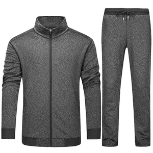 Tenue de sport pour hommes avec col montant, design solide, logo, vêtements avec pantalon à cordon, approvisionnement ODM pour l'hiver - Product Image 3