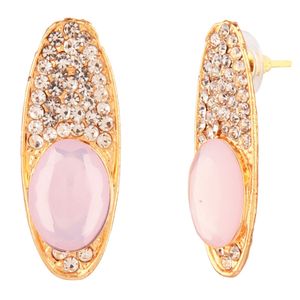 Conjunto de joyería india, venta al por mayor, diseñador étnico tradicional, diamantes de imitación ovalados, cristal, Boda nupcial, conjunto de pendientes colgantes indios, Rosa - Product Image 6