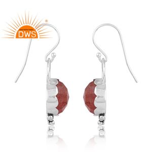 ต่างหูควอตซ์อัญมณีสเตอริควอตซ์ธรรมชาติทำจากเงินออกซิไดซ์ - Product Image 3