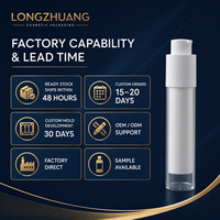 Flacon pompe airless rotatif rond 15ml 30ml 50ml en AS PP à double paroi pour emballage cosmétique de lotion et sérum