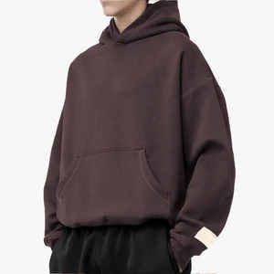 2025มีฮู้ดผ้าฝ้ายบ็อกซี่เทอร์รี่เสื้อฮู้ดโอเวอร์ไซส์แขนยาวแบบกำหนดเองไหล่ตก - Product Image 5