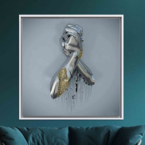 Modern Glass Wall Art Canvas: Elegant Valentine's Printed Design,WHITE FRAMED CANVAS - Product Image 1