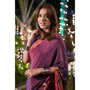 Robe fourreau vintage violette en mousseline de soie - Product Image 2