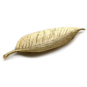 Bandeja de servicio chapada en oro con forma de hoja de metal de mesa moderna al por mayor comida almuerzo y cena decorativa hecha a mano Hogar y hoteles - Product Image 3