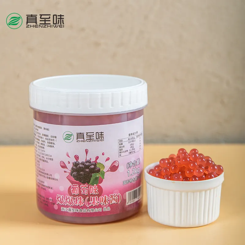 Manufacturers Provide Taiwan Good Quality Fresh Popping Bursting Boba Juice Sweet And Sour 1.2Kg Bursting Grape Flavor