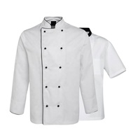 Pakaian seragam koki kualitas tinggi, pakaian koki musim panas, desain kustom, pakaian memasak, seragam koki kualitas tahan lama, putih atau hitam