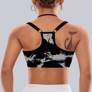 Soutien-gorge de sport en jersey tie-dye doux et sans couture, une pièce, avec bretelles réglables pour une course confortable - Product Image 5
