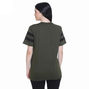 Camisetas de Algodón Teñido Liso con Estampado a Cuadros para Mujer, Detalles Elegantes, Moda de Verano, Protección UV, Transpirables - Product Image 2