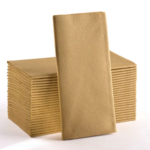 Serviettes de table jetables en papier Airlaid doré, aspect lin, biodégradables, douces, design en accordéon, qualité alimentaire, en carton, pour fête - Product Image 2