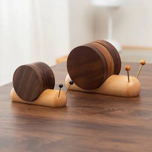 Juego de Posavasos Cuadrados de Madera Maciza con Soporte de Metal, Resistentes al Calor, Duraderos, para Decoración de Mesa de Comedor o Café - Product Image 3
