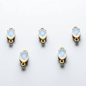 จี้โอปอลไลท์ทรงรีขนาด 13x6 มม. ประดับเงินแท้ชุบทอง ตัวเรือนแบบหนามเตย สไตล์โบฮีเมียนคริสเตียน สำหรับทุกเพศ - Product Image 1