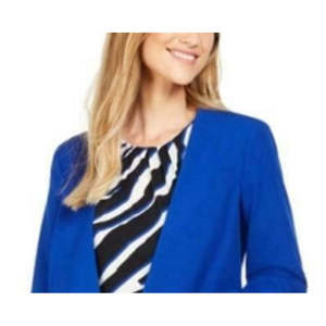 Blazer Senza Colletto da Donna Calvin Klein con Chiusura a Bottone Singolo, Stampa Blu e Ricamo, Tessuto Lavorato a Maglia, Taglia 10 - Product Image 2
