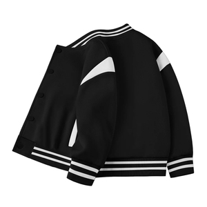 Chaqueta Bomber de Alta Calidad, Transpirable, Estilo Universitario, Chaqueta Letterman, Venta al por Mayor de Fábrica, Chaqueta Letterman Negra - Product Image 3