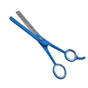 Tijeras de adelgazamiento del cabello de peluquero profesional, tijeras de dientes más delgadas con revestimiento de papel azul de 6 pulgadas con reposapiés - Product Image 2