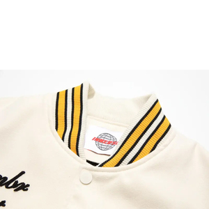 แจ็คเก็ตวาร์ซิตี้กันน้ำแบบกำหนดเองปี 2024 แจ็คเก็ตแฟชั่นลำลองสำหรับผู้ชาย แจ็คเก็ตเลตเตอร์แมนปักลายคอตั้ง - Product Image 5