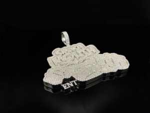 Iced Out Christian Diamond <b>Coin</b> Guitar Dragon Pendant <b>Necklace</b> with Hip Hop Style - Product Image 3