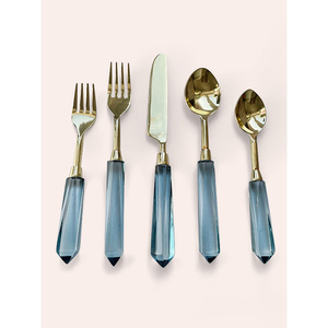 ชุดช้อนส้อมสเตนเลสสตีลสีโรสโกลด์หรูหราสำหรับร้านอาหารงานแต่งงานใช้ในบ้านส้อมทำจากวัสดุ PC รูปลักษณ์ของโรงแรม - Product Image 6