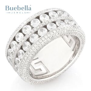 Anillo Original de Plata de Ley 925 para hombre, anillo de doble fila, hueco, brillante, oro de 18 quilates, regalo de boda, joyería, piedra de moissanita para fiestas - Product Image 3