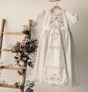 Boutique Handmade Embroidery Christening First Communion Dresses Ball Gown 2024 Short Sleeves Flower Girls Dress-Charlotte