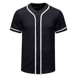 Haute Qualité Polyester À Manches Courtes Baseball Jersey Plein Noir et Blanc À Rayures Respirant Sportswear Uniformes Chemises Plus La Taille - Product Image 1