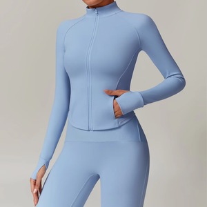 Wholesale Women Yoga Top Long Sleeve Zip Up Gym Activewear OEM Custom Logo Yoga <b>Jacket</b> Women Sportswear <b>Workout</b> Top - Product Image 2