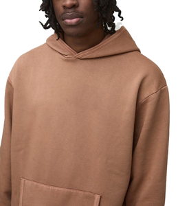 Vente en gros de sweat-shirt à capuche décontracté personnalisé en coton 100% pour homme, imprimé en brun uni pour l'hiver - Product Image 5