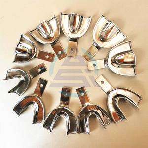 Plateaux d'empreinte dentaire en acier inoxydable, à verrouillage de bord, non perforés, lot de 10 pièces, supérieur et inférieur - Product Image 2