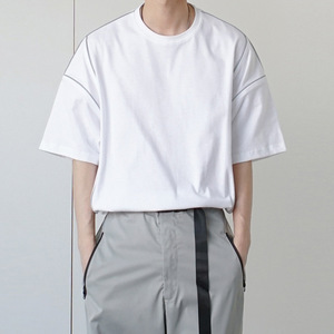 เสื้อยืดสกรีนลายคุณภาพสูง ระบายอากาศดี คอกลม แขนสั้น ทรงหลวม สไตล์สตรีทแวร์ สะท้อนแสง สำหรับผู้ชาย - Product Image 3