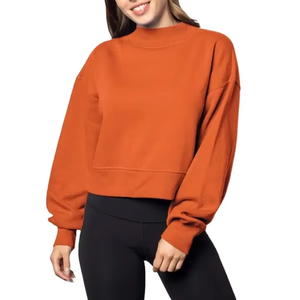Sweat-shirt long à col montant pour femmes d'hiver de haute qualité avec logo personnalisé en tissu polaire en gros - Product Image 1