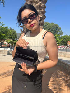 กระเป๋าคลัทช์หนังทำจากขนสัตว์,กระเป๋าแบบมีซิปหนังสีเทอร์ควอยซ์ซ่อนอุปกรณ์สำหรับผู้หญิง - Product Image 6