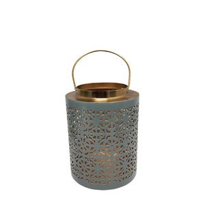 Lanterne ronde en fer au design classique avec poignée bougeoir rose et or pour la décoration de Noël à la maison et au jardin - Product Image 3