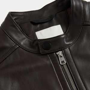 Factory Outlet Hombres Elegante Piel de oveja Chaqueta de corredor de cuero genuino Diseño personalizado Bordado Impermeable Cómodo Frente suave - Product Image 5
