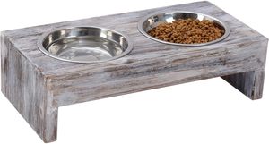 2025 recién llegado cuencos y comederos para mascotas lavados en blanco, superventas, soporte de madera con cuencos de acero inoxidable para comida y agua para mascotas - Product Image 6