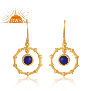 Nuevo diseño elegante 925 plata esterlina 18K chapado en oro Natural lapislázuli piedra preciosa pendiente Demi joyería fina para mujer regalo para ella - Product Image 1