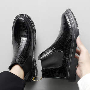 Botas Chelsea de Punto Elástico de Lujo para Hombre, Botines Casuales con Tacón Plano, Antideslizantes, con Diseño Sólido - Product Image 4