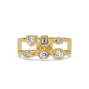 Luxury <b>Rings</b> 14k Pure <b>gold</b> Double Band <b>Ring</b> Bezel <b>Set</b> Heart Emerald Marquise Round Lab grown Diamond Engagement <b>Rings</b> Women Gift - Product Image 2
