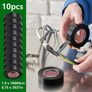 10 Cintas Eléctricas de PVC Negras - Adhesivo Fuerte, Resistentes al Calor, Impermeables y Duraderas para Uso Doméstico y Empuñaduras de Raquetas - Product Image 5