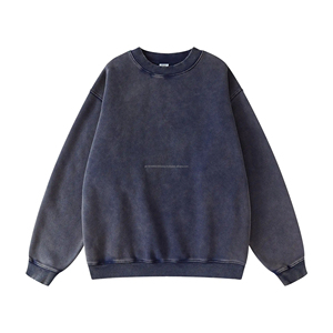 Vente en gros de sweatshirt en molleton de coton surdimensionné pour hommes, col rond, pull en éponge en relief, Streetwear d'hiver - Product Image 5