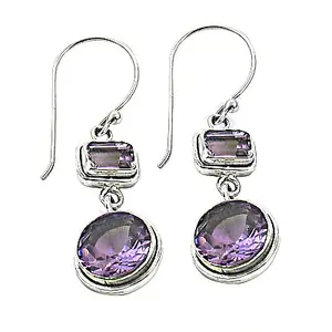 Boucles d'oreilles pendantes en argent 925 avec pierre précieuse améthyste, bijoux violets - Product Image 3