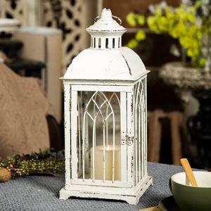 Linterna de vela marroquí colgante de Metal con acabado antiguo para linterna decorativa de boda con linterna de vidrio de color para decoración del hogar - Product Image 5