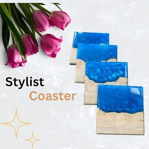 Handmade Wood Epoxy <b>Table</b> <b>Coaster</b> Royal Look Beaded Design for Hotel & Restaurant for <b>Table</b> Decorative & Gift Use - Product Image 6